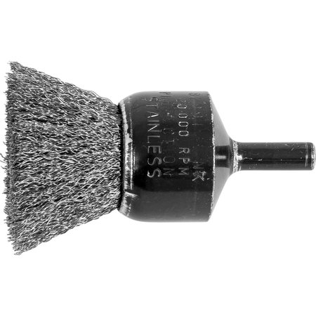PFERD 1" Crimped Wire End Brush - .006 SS Wire, 1/4" Shank 82991